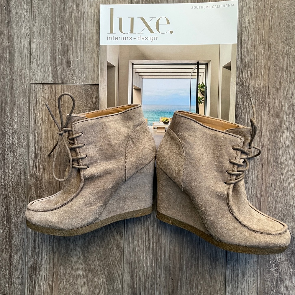 Nine West Ultra Suede Wedge Booties - Picture 2 of 6